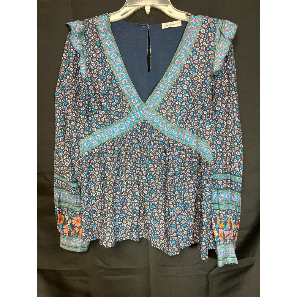 Women's In Loom Ryeligh Floral Blouse Long Sleeve Ruffle Size S